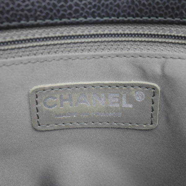 CHANEL Grand Shopping Quilted Caviar Leather Tote Bag Dark Grey