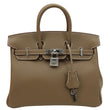 HERMES Birkin 25 Swift Calfskin Leather Tote Bag Etoupe