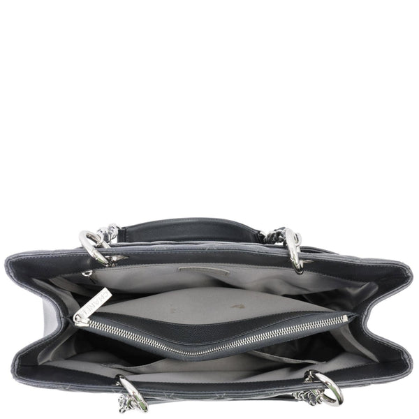 CHANEL Grand Shopping Quilted Caviar Leather Tote Bag Dark Grey