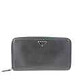 PRADA Zip Around Saffiano Leather Wallet Black