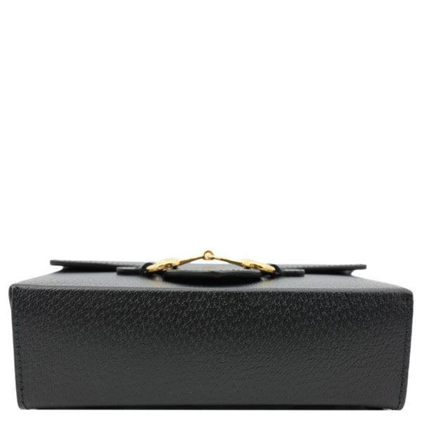 GUCCI Horsebit 1955 Flap Leather Shoulder Bag Black 732314
