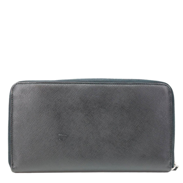 PRADA Zip Around Saffiano Leather Wallet Black