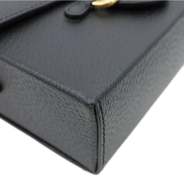 GUCCI Horsebit 1955 Flap Leather Shoulder Bag Black 732314