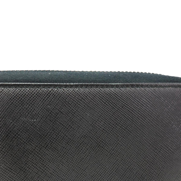 PRADA Zip Around Saffiano Leather Wallet Black