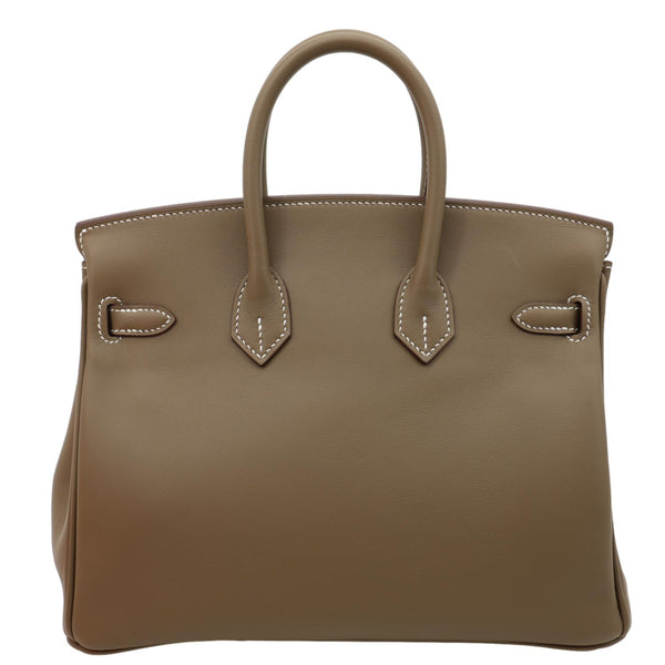 HERMES Birkin 25 Swift Calfskin Leather Tote Bag Etoupe
