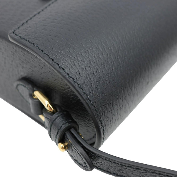 GUCCI Horsebit 1955 Flap Leather Shoulder Bag Black 732314