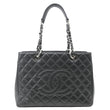 CHANEL Grand Shopping Quilted Caviar Leather Tote Bag Dark Grey