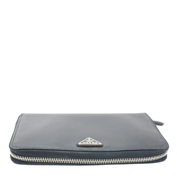 PRADA Zip Around Saffiano Leather Wallet Black