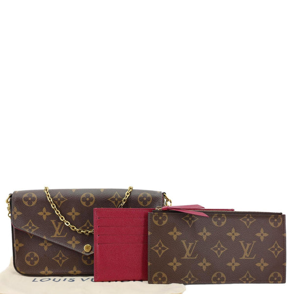 LOUIS VUITTON Felicie Pochette Monogram Canvas Crossbody Bag Brown