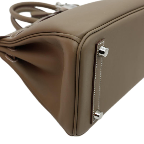 HERMES Birkin 25 Swift Calfskin Leather Tote Bag Etoupe