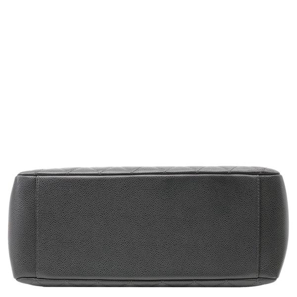 CHANEL Grand Shopping Quilted Caviar Leather Tote Bag Dark Grey