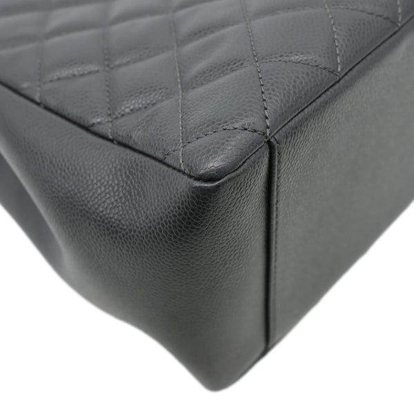 CHANEL Grand Shopping Quilted Caviar Leather Tote Bag Dark Grey