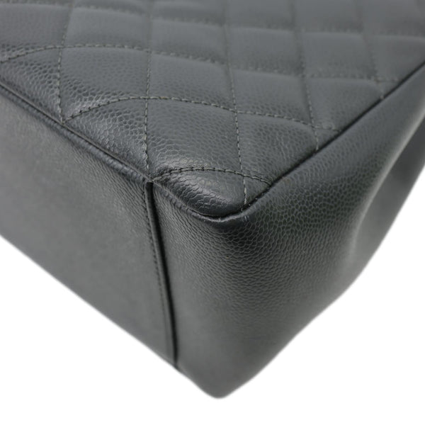 CHANEL Grand Shopping Quilted Caviar Leather Tote Bag Dark Grey