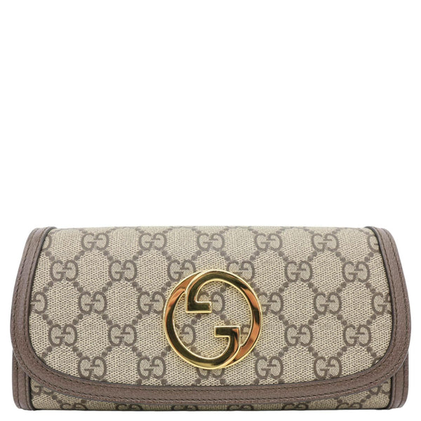 GUCCI Blondie Continental Dollar GG Supreme Canvas Chain Wallet Beige 725215