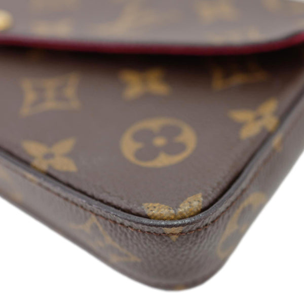 LOUIS VUITTON Felicie Pochette Monogram Canvas Crossbody Bag Brown