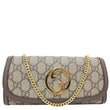 GUCCI Blondie Continental Dollar GG Supreme Canvas Chain Wallet Beige 725215