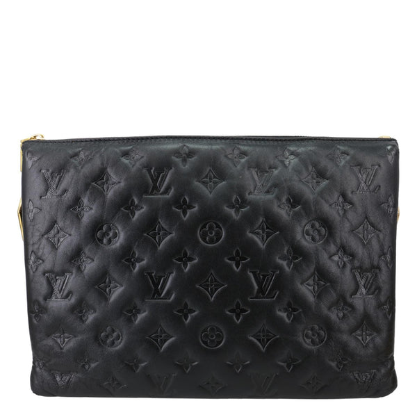 LOUIS VUITTON Coussin MM Monogram Embossed Leather Shoulder Bag Black