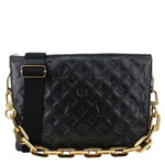 LOUIS VUITTON Coussin MM Monogram Embossed Leather Shoulder Bag Black