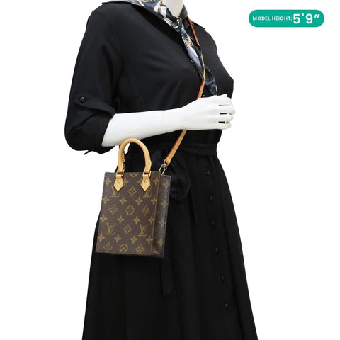 LOUIS VUITTON Petit Sac Plat Monogram Canvas Shoulder Bag Brown