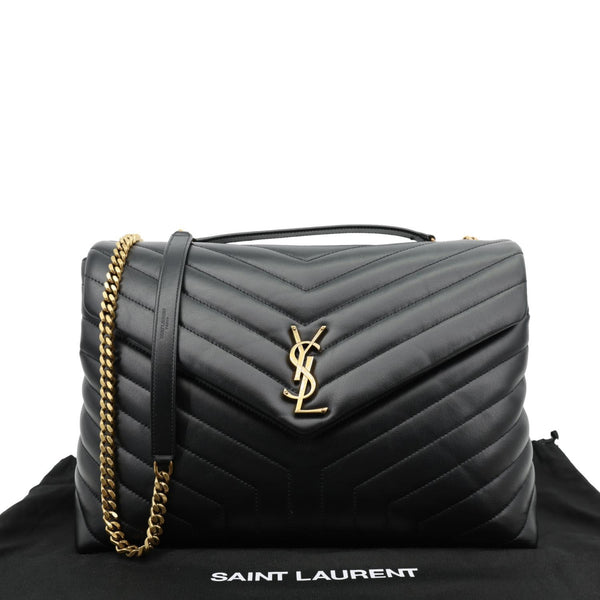 YVES SAINT LAURENT Loulou Large Quilted Leather Crossbody Bag Black