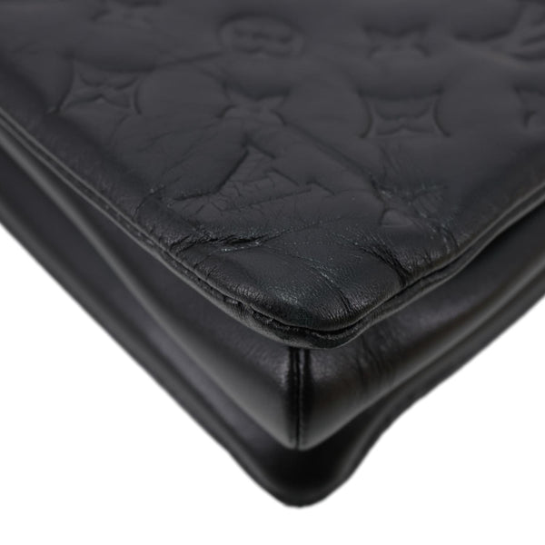 LOUIS VUITTON Coussin MM Monogram Embossed Leather Shoulder Bag Black