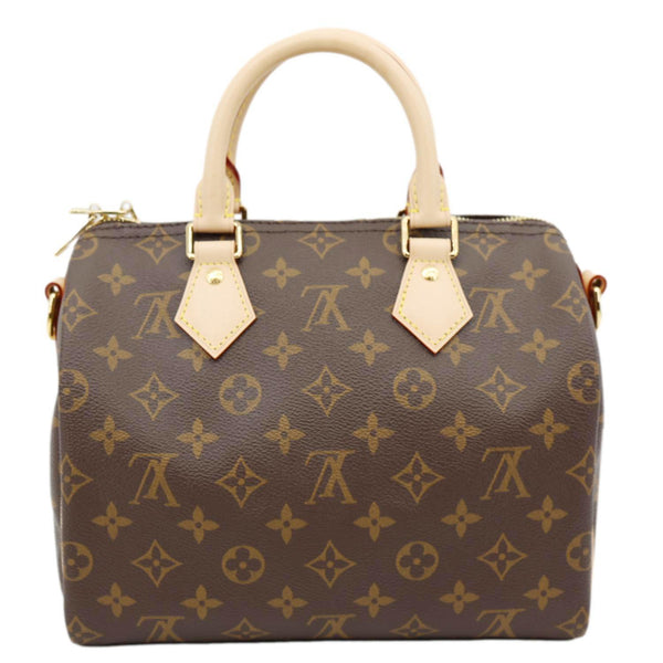 LOUIS VUITTON Speedy 25 Bandouliere Monogram Canvas Satchel Bag Brown
