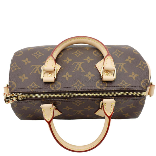 LOUIS VUITTON Speedy 25 Bandouliere Monogram Canvas Satchel Bag Brown