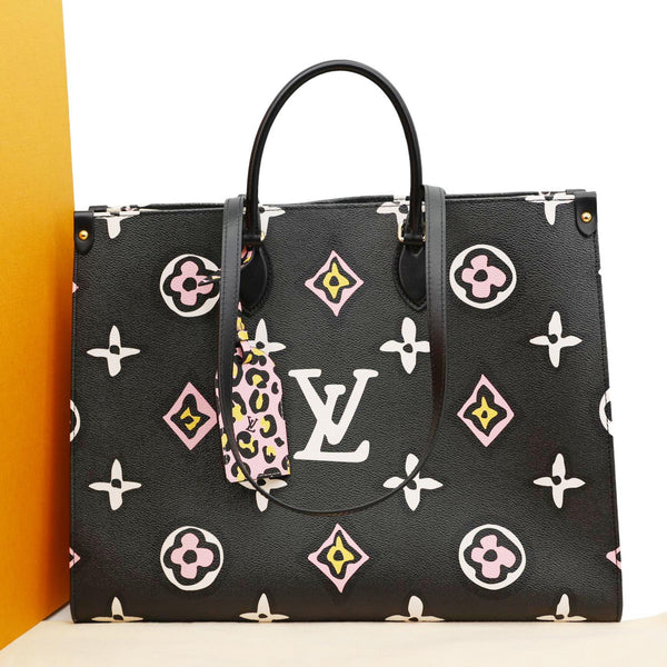 LOUIS VUITTON Onthego GM Wild At Heart Monogram Giant Canvas Tote Bag Black