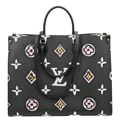 LOUIS VUITTON Onthego GM Wild At Heart Monogram Giant Canvas Tote Bag Black