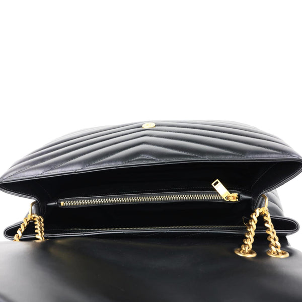 YVES SAINT LAURENT Loulou Large Quilted Leather Crossbody Bag Black