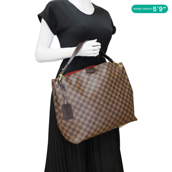 LOUIS VUITTON Graceful MM Damier Ebene Hobo Bag Brown