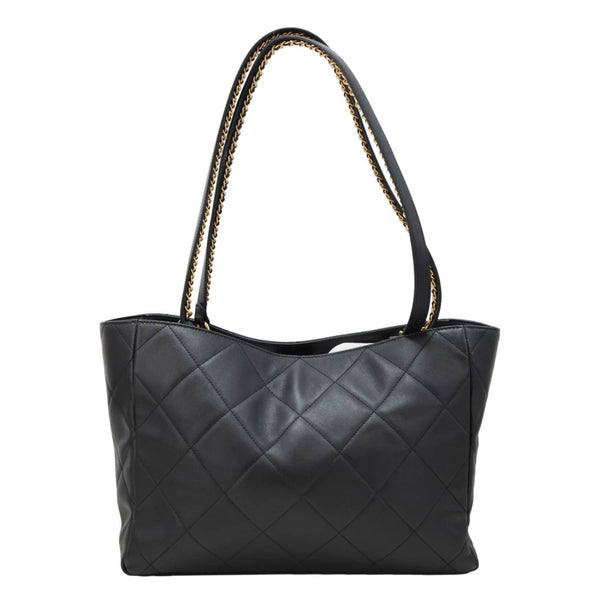 CHANEL Book Pocket Quilted Calfskin Shopping Tote Bag Black