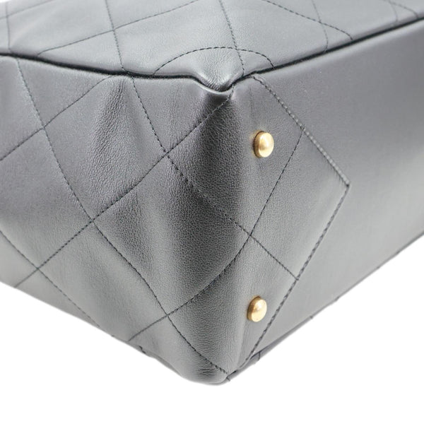 CHANEL Book Pocket Quilted Calfskin Shopping Tote Bag Black