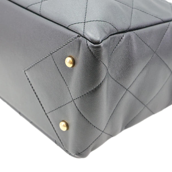CHANEL Book Pocket Quilted Calfskin Shopping Tote Bag Black