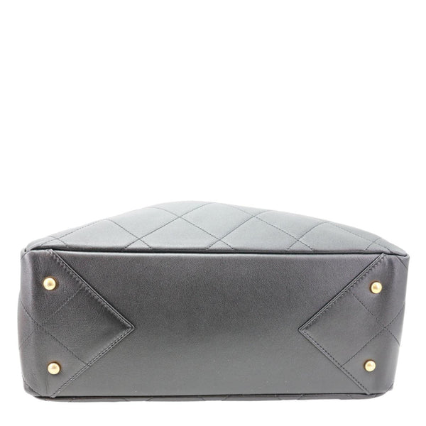 CHANEL Book Pocket Quilted Calfskin Shopping Tote Bag Black
