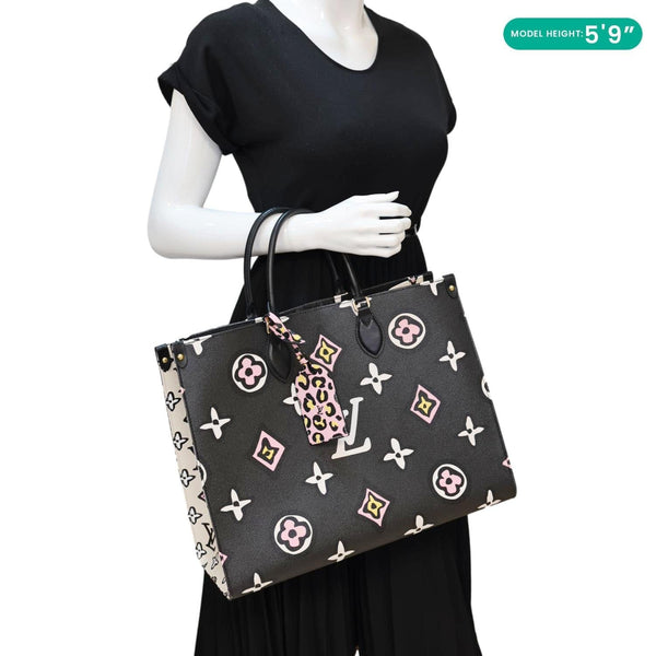 LOUIS VUITTON Onthego GM Wild At Heart Monogram Giant Canvas Tote Bag Black
