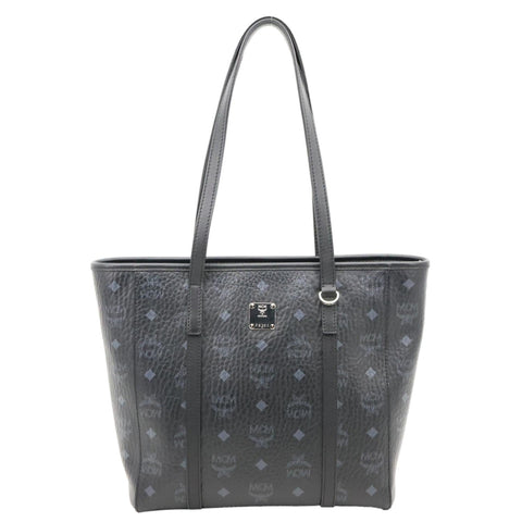 MCM Aren Visetos Monogram Canvas Top-Zip Tote Bag Black