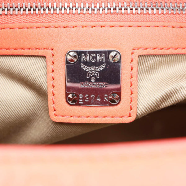 MCM Klara Embossed Visetos Leather Hobo Bag Orange