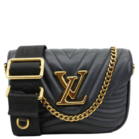 LOUIS VUITTON New Wave Multi Pochette Leather Chain Shoulder Bag Black