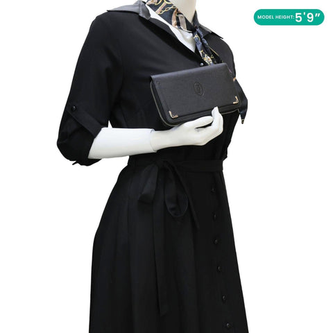 CARTIER Must Line Leather Long Wallet Black