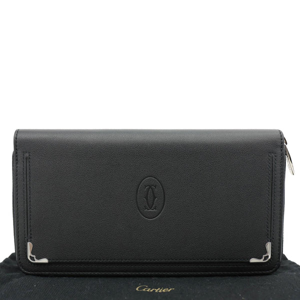 CARTIER Must Line Leather Long Wallet Black