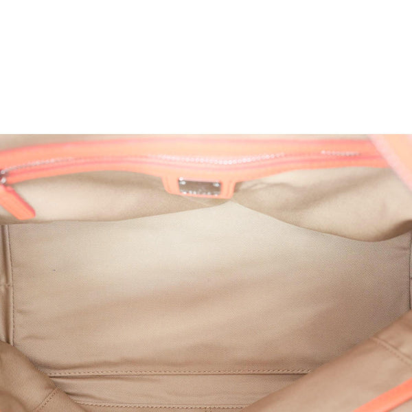 MCM Klara Embossed Visetos Leather Hobo Bag Orange