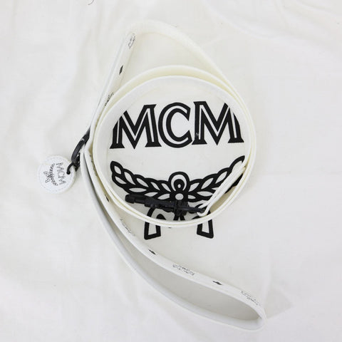 MCM Pet Collar Visetos Canvas Leash White