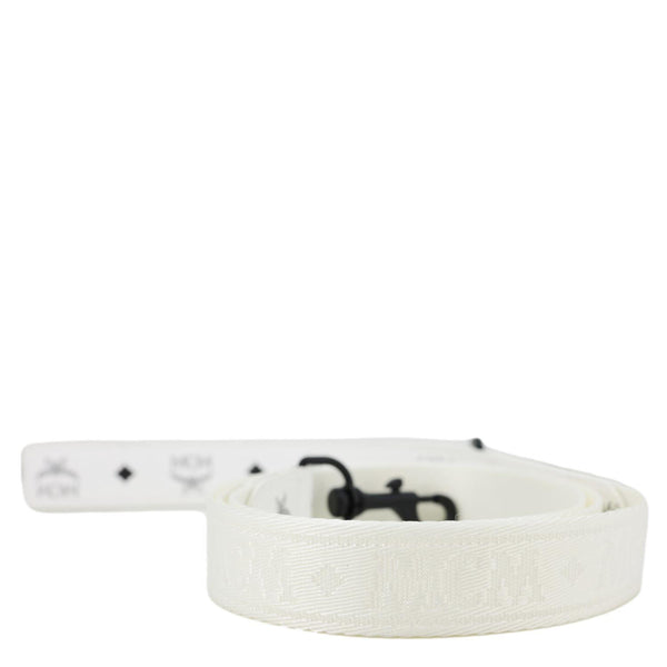 MCM Pet Collar Visetos Canvas Leash White