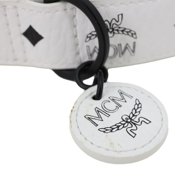 MCM Pet Collar Visetos Canvas Leash White