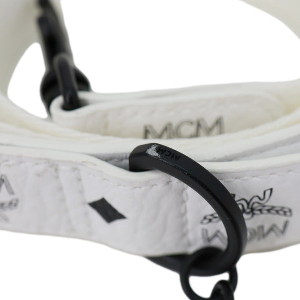 MCM Pet Collar Visetos Canvas Leash White