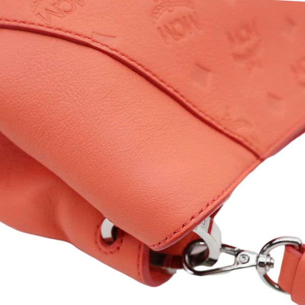 MCM Klara Embossed Visetos Leather Hobo Bag Orange