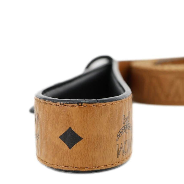 MCM Pet Collar Visetos Canvas Cartoon Patches Leash Cognac