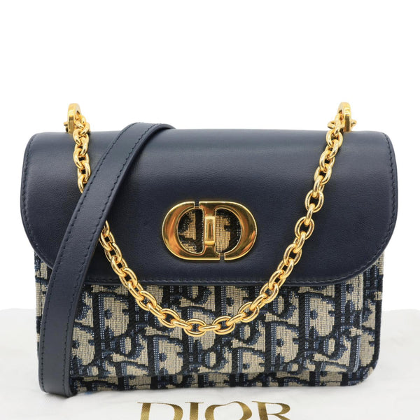 CHRISTIAN DIOR Miss Maddy Flap Mini Oblique Canvas Crossbody Bag  Navy Blue