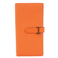 Hermes Bearn Orange Leather Wallet - Front